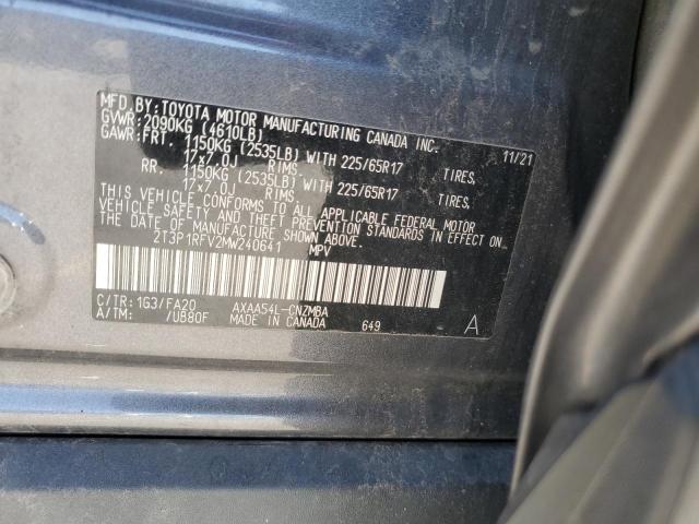 2T3P1RFV2MW240641 - 2021 TOYOTA RAV4 XLE GRAY photo 13