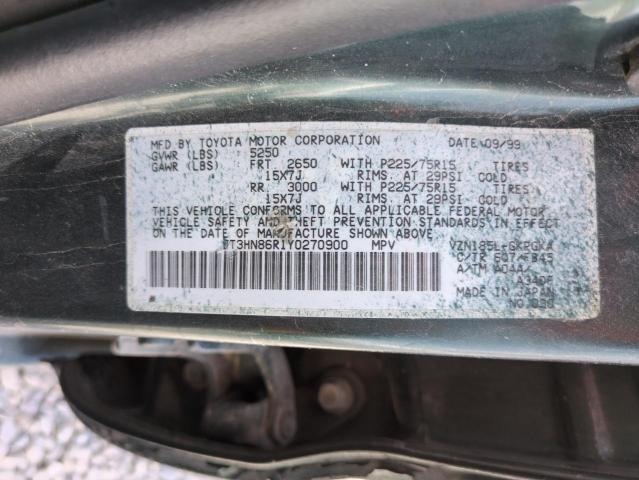 JT3HN86R1Y0270900 - 2000 TOYOTA 4RUNNER SR5 GREEN photo 12