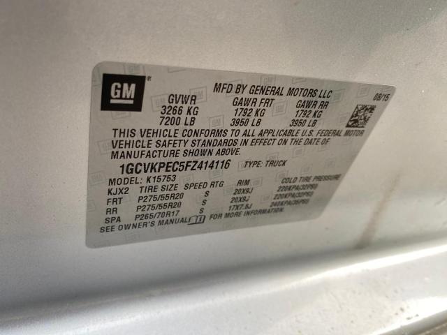 1GCVKPEC5FZ414116 - 2015 CHEVROLET SILVERADO K1500 GRAY photo 10