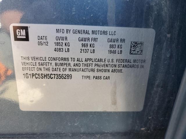 1G1PC5SH5C7356289 - 2012 CHEVROLET CRUZE LS BLUE photo 12