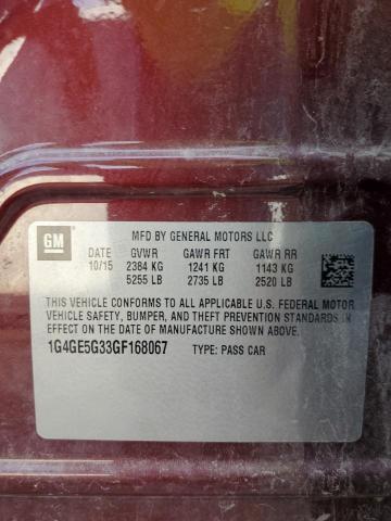 1G4GE5G33GF168067 - 2016 BUICK LACROSSE PREMIUM მუქწითელი ფოტო 12