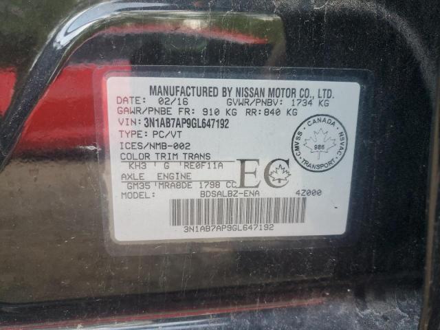 3N1AB7AP9GL647192 - 2016 NISSAN SENTRA S Schwarz Foto 12