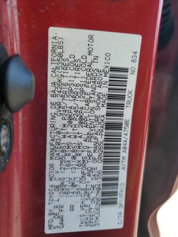 3TMJU62N67M041356 - 2007 TOYOTA TACOMA DOUBLE CAB PRERUNNER RED photo 12