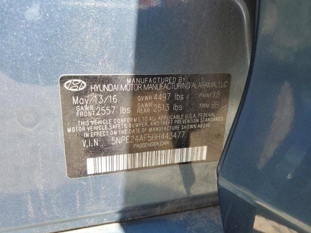 5NPE24AF5HH443477 - 2017 HYUNDAI SONATA SE BLUE photo 12