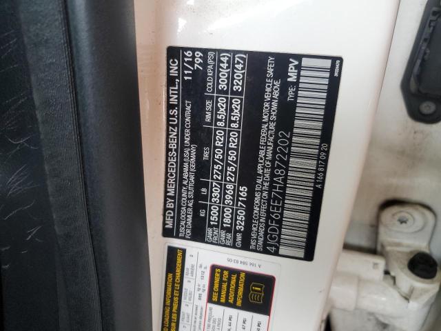 4JGDF6EE7HA872202 - 2017 MERCEDES-BENZ GLS 450 4MATIC WHITE photo 13