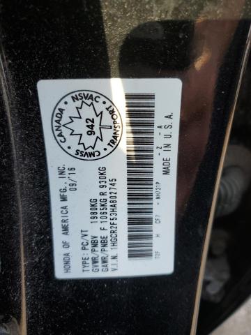 1HGCR2F53HA802745 - 2017 HONDA ACCORD SPORT Қара фото 12