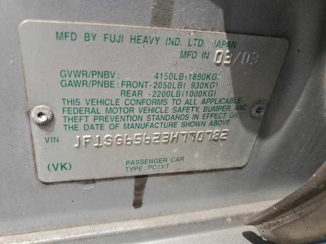 JF1SG65623H770782 - 2003 SUBARU FORESTER 2.5XS Plata foto 13