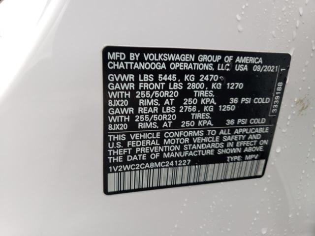 1V2WC2CA8MC241227 - 2021 VOLKSWAGEN ATLAS CROS SE WHITE photo 14