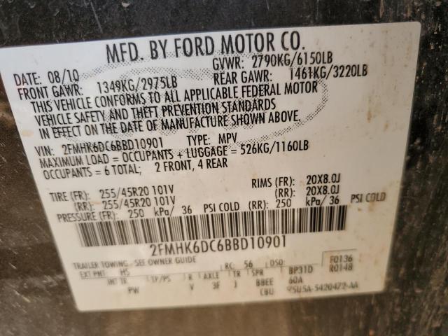 2FMHK6DC6BBD10901 - 2011 FORD FLEX LIMITED CHARCOAL photo 13