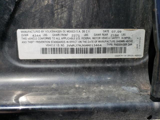 3VWRJ7AJ6AM013464 - 2010 VOLKSWAGEN JETTA WOLFSBURG 黑色 照片 12