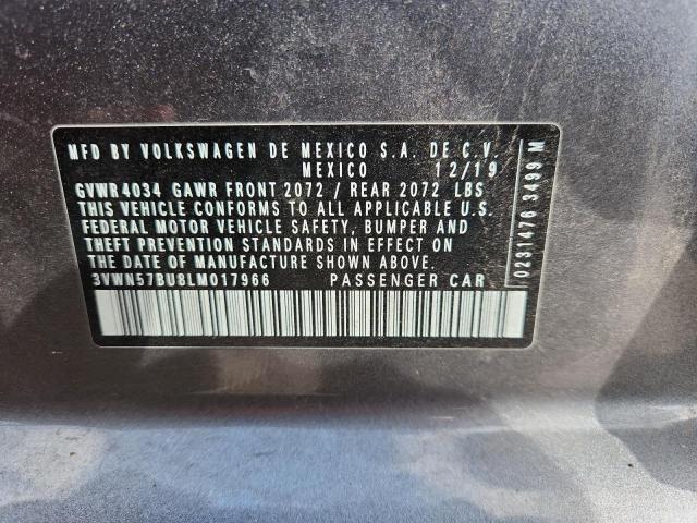 3VWN57BU8LM017966 - 2020 VOLKSWAGEN JETTA S Մոխրագույն լուսանկար 12