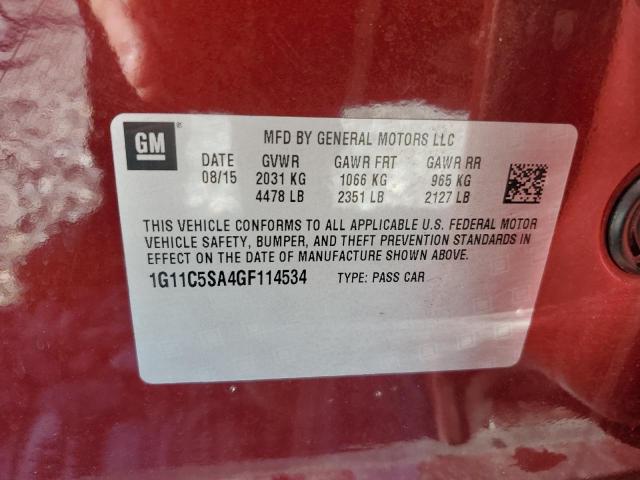 1G11C5SA4GF114534 - 2016 CHEVROLET MALIBU LIM LT 红色 照片 13