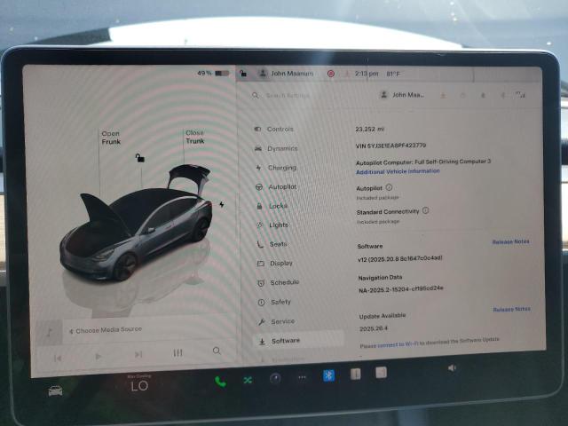 5YJ3E1EA8PF423779 - 2023 TESLA MODEL 3 GRAY photo 9