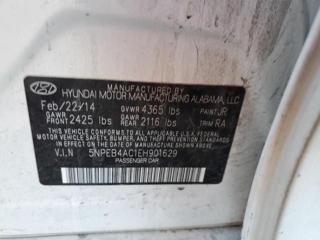 5NPEB4AC1EH901629 - 2014 HYUNDAI SONATA GLS WHITE photo 12