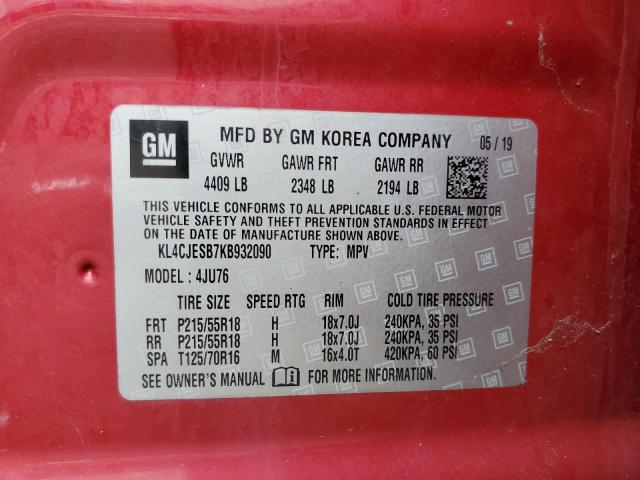 KL4CJESB7KB932090 - 2019 BUICK ENCORE PREFERRED Каштановый фото 12