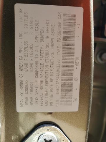 1HGCP2F34AA043372 - 2010 HONDA ACCORD LX GOLD photo 12