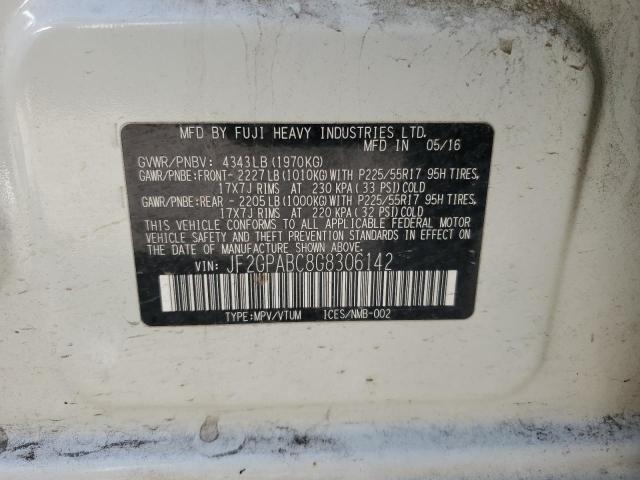 JF2GPABC8G8306142 - 2016 SUBARU CROSSTREK PREMIUM WHITE photo 13