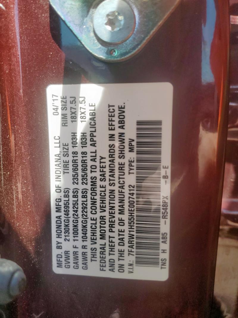 7FARW1H55HE007412 - 2017 HONDA CR-V EX BURGUNDY photo 14