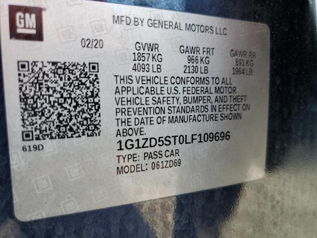 1G1ZD5ST0LF109696 - 2020 CHEVROLET MALIBU LT BLUE photo 12