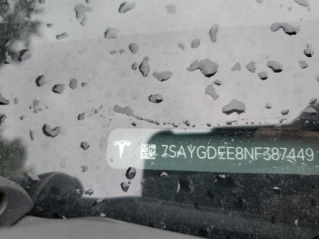 7SAYGDEE8NF387449 - 2022 TESLA MODEL Y Mavi foto 12