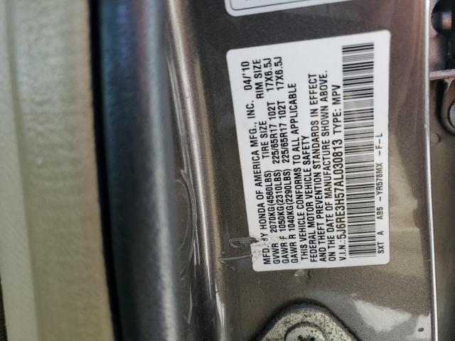 5J6RE3H57AL030813 - 2010 HONDA CR-V EX GRAY photo 13