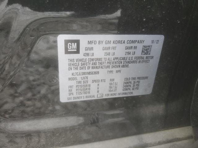 KL7CJLSMXNB563609 - 2022 CHEVROLET TRAX 1LT BLACK photo 13