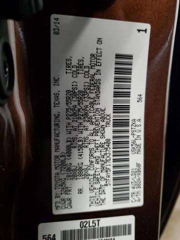 5TFAY5F17EX375408 - 2014 TOYOTA TUNDRA CREWMAX PLATINUM Коричневий фото 12