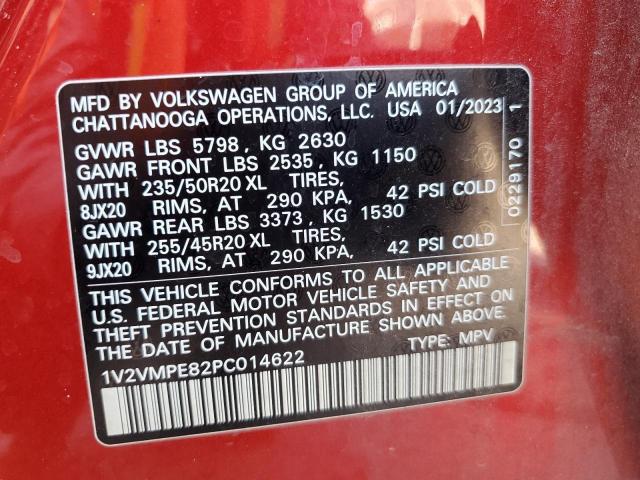 1V2VMPE82PC014622 - 2023 VOLKSWAGEN ID.4 PRO S RED photo 12