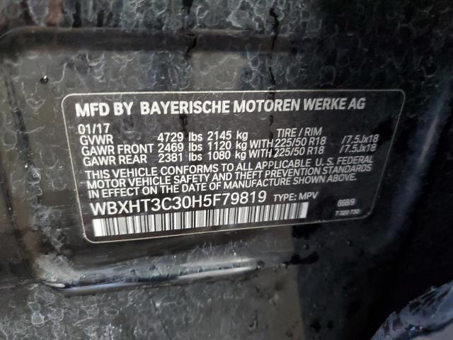 WBXHT3C30H5F79819 - 2017 BMW X1 XDRIVE28I BLACK photo 13