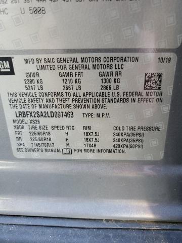 LRBFX2SA2LD097463 - 2020 BUICK ENVISION ESSENCE ნაცრისფერი ფოტო 13