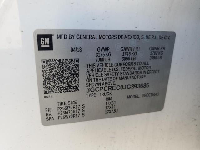 3GCPCREC0JG393685 - 2018 CHEVROLET SILVERADO C1500 LT أبيض صورة 12