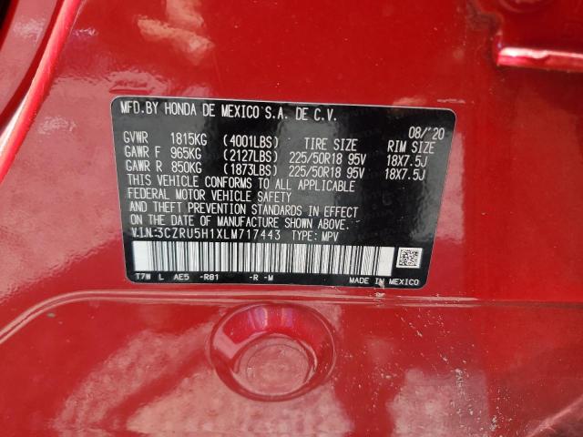 3CZRU5H1XLM717443 - 2020 HONDA HR-V SPORT RED photo 13