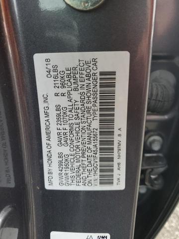 1HGCV1F45JA155672 - 2018 HONDA ACCORD EX Серый фото 12