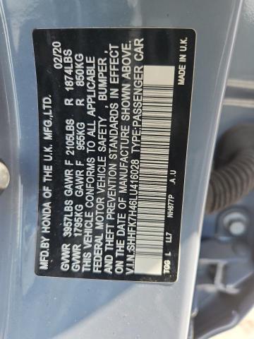 SHHFK7H46LU416028 - 2020 HONDA CIVIC SPORT 灰色 照片 13