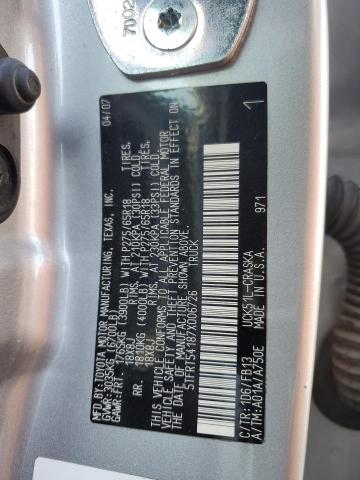 5TFRT54187X006726 - 2007 TOYOTA TUNDRA DOUBLE CAB SR5 SILVER photo 13