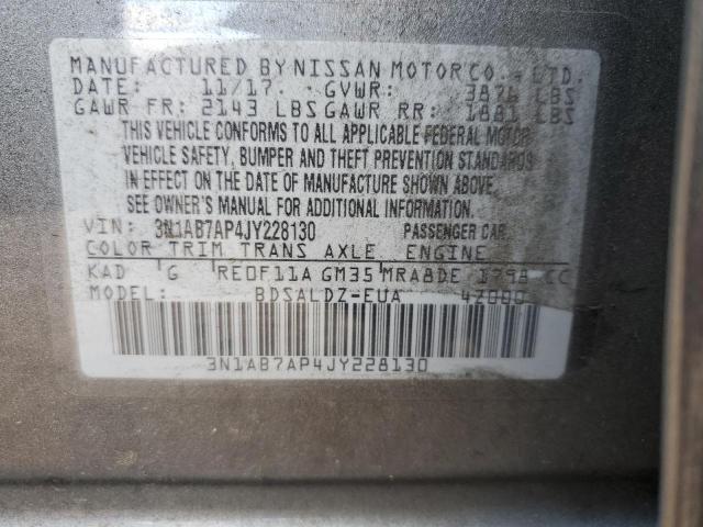 3N1AB7AP4JY228130 - 2018 NISSAN SENTRA S GRAY photo 12