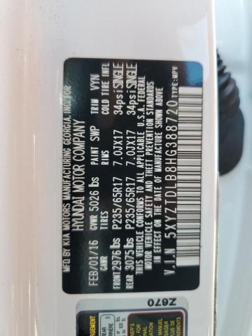 5XYZTDLB8HG388720 - 2017 HYUNDAI SANTA FE S WHITE photo 13