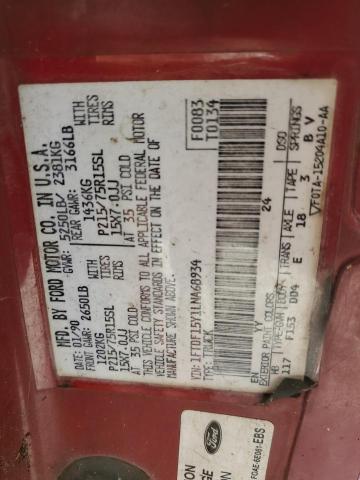1FTDF15Y1LNA68934 - 1990 FORD F150 Rot Foto 12