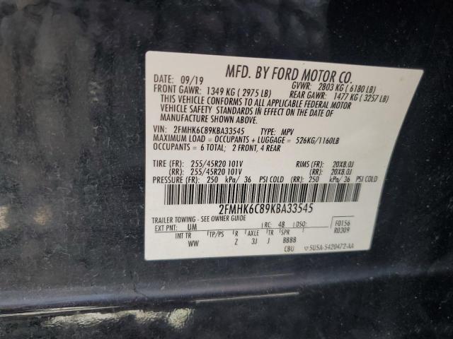 2FMHK6C89KBA33545 - 2019 FORD FLEX SEL BLACK photo 13