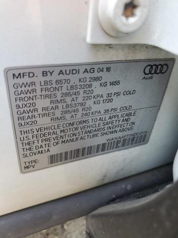 WA1VAAF77HD013114 - 2017 AUDI Q7 PRESTIGE Biały zdjęcie 12