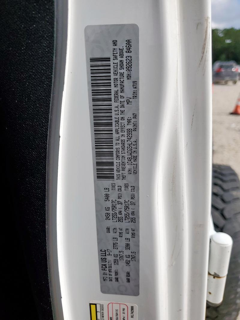 1C4BJWDG5HL742999 - 2017 JEEP WRANGLER U SPORT WHITE photo 13