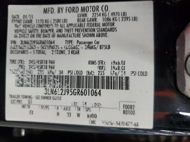 3LN6L2J95GR601064 - 2016 LINCOLN MKZ BLACK photo 12