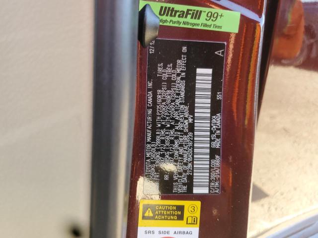 2T2BK1BA5DC187239 - 2013 LEXUS RX 350 BASE MAROON photo 13