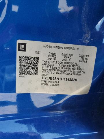 1G1JB5SH1H4163820 - 2017 CHEVROLET SONIC LS BLUE photo 12