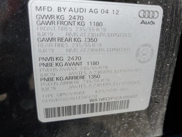 WA1VFCFP1CA105682 - 2012 AUDI Q5 PREMIUM PLUS შავი ფოტო 13