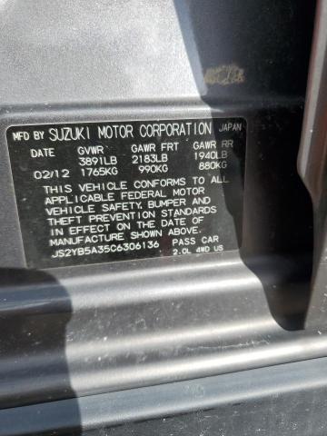 JS2YB5A35C6306136 - 2012 SUZUKI SX4 GRAY photo 12