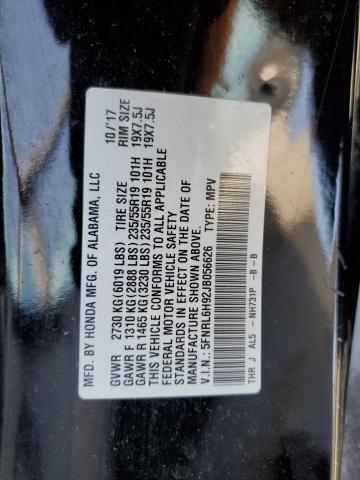 5FNRL6H92JB056626 - 2018 HONDA ODYSSEY ELITE Czarny zdjęcie 13