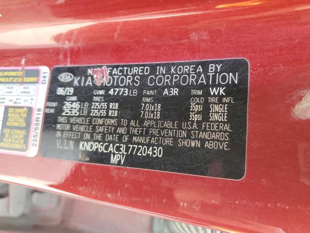 KNDP6CAC3L7720430 - 2020 KIA SPORTAGE S BURGUNDY photo 14