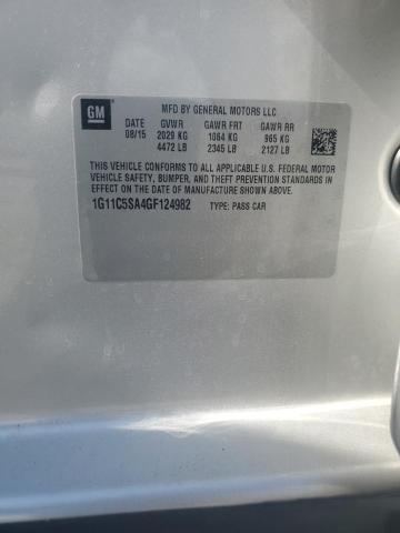 1G11C5SA4GF124982 - 2016 CHEVROLET MALIBU LIMITED LT SILVER photo 12