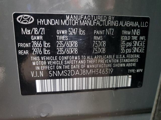 5NMS2DAJ8MH346319 - 2021 HYUNDAI SANTA FE SEL 灰色 照片 14